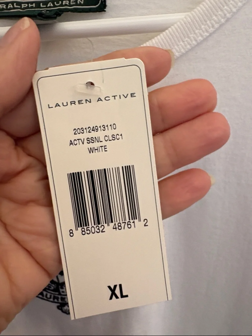 Lauren ralph lauren active White Tee with Black insignia- size XL NWT but flaw - Picture 4 of 8